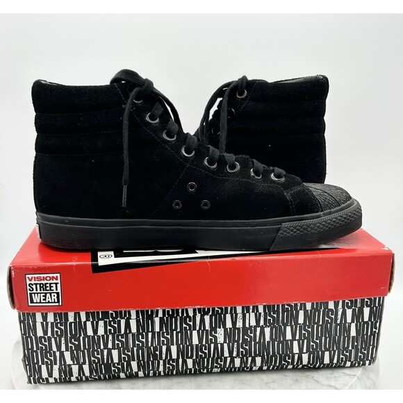 NIB Vision Street Wear Men's US 10 Suede Hi Top Retro BLACK BIG PATCH! 1986-1988 - Picture 3 of 13